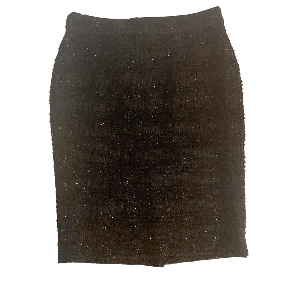 Ann Taylor Petite Glittery Sequined Black Mini Pencil Skirt‎ Size 0 NWT